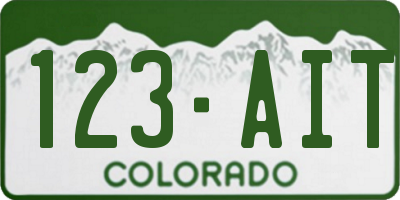 CO license plate 123AIT