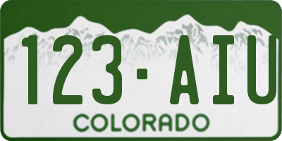 CO license plate 123AIU