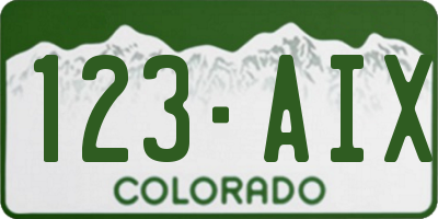 CO license plate 123AIX