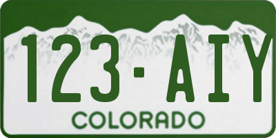 CO license plate 123AIY