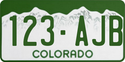 CO license plate 123AJB