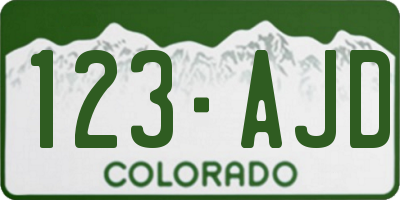 CO license plate 123AJD