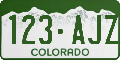 CO license plate 123AJZ
