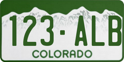 CO license plate 123ALB