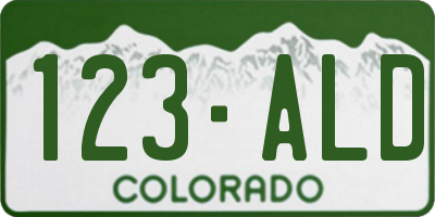 CO license plate 123ALD