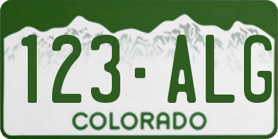 CO license plate 123ALG