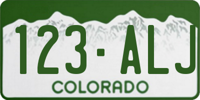 CO license plate 123ALJ