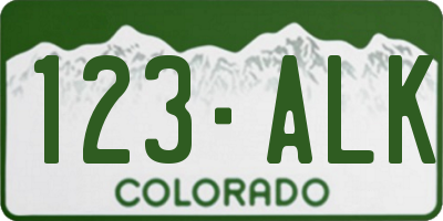 CO license plate 123ALK