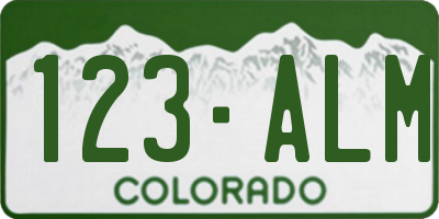 CO license plate 123ALM