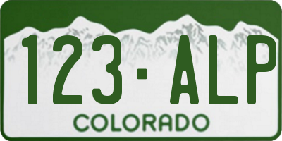 CO license plate 123ALP