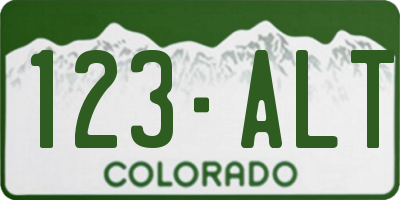 CO license plate 123ALT