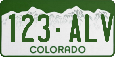 CO license plate 123ALV