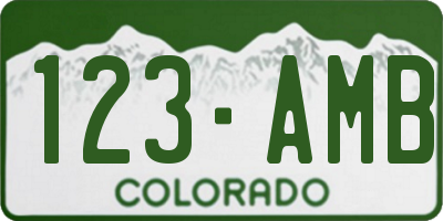 CO license plate 123AMB