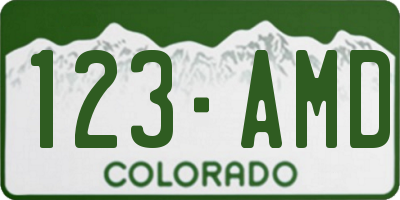 CO license plate 123AMD