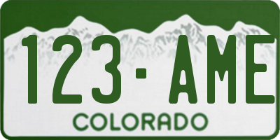 CO license plate 123AME
