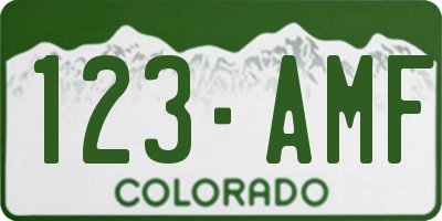 CO license plate 123AMF