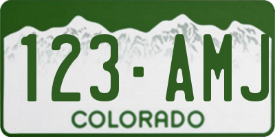 CO license plate 123AMJ