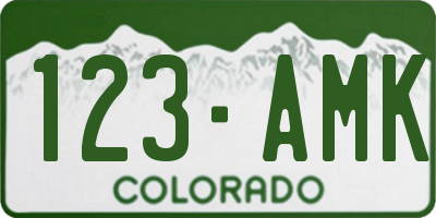CO license plate 123AMK