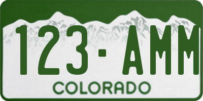 CO license plate 123AMM