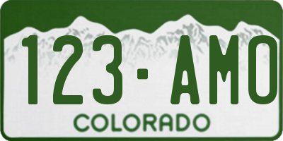 CO license plate 123AMO