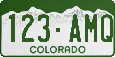 CO license plate 123AMQ