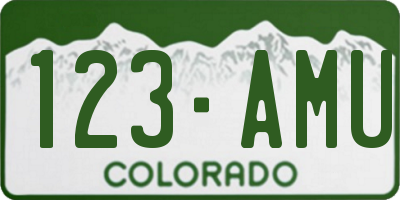 CO license plate 123AMU