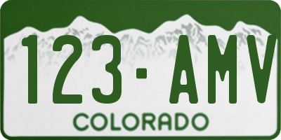 CO license plate 123AMV