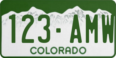 CO license plate 123AMW