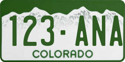 CO license plate 123ANA