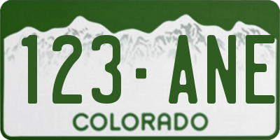 CO license plate 123ANE