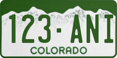 CO license plate 123ANI