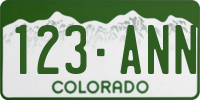 CO license plate 123ANN