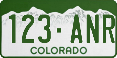 CO license plate 123ANR