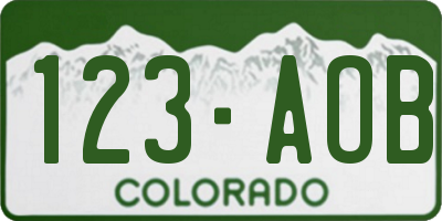CO license plate 123AOB