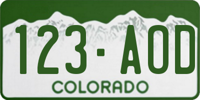 CO license plate 123AOD