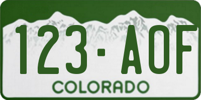 CO license plate 123AOF