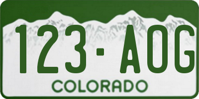 CO license plate 123AOG