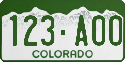 CO license plate 123AOO