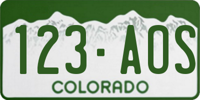 CO license plate 123AOS