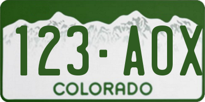CO license plate 123AOX