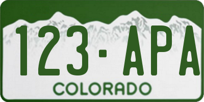 CO license plate 123APA