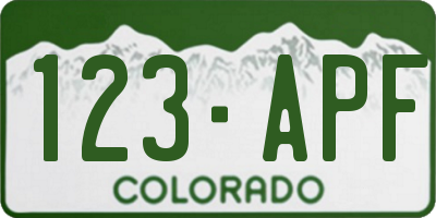 CO license plate 123APF