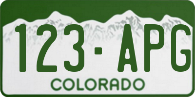 CO license plate 123APG