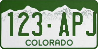 CO license plate 123APJ