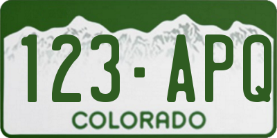 CO license plate 123APQ