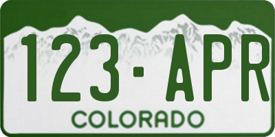 CO license plate 123APR