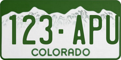 CO license plate 123APU