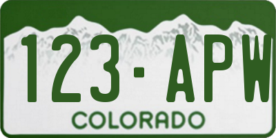 CO license plate 123APW