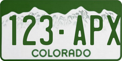 CO license plate 123APX
