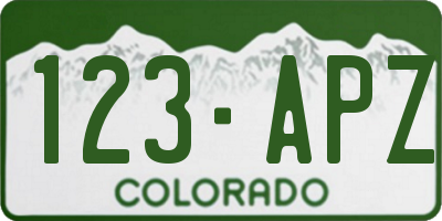 CO license plate 123APZ